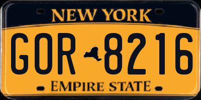 NY license plate GOR8216
