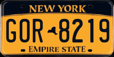 NY license plate GOR8219