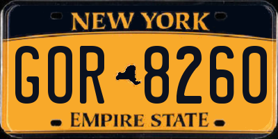 NY license plate GOR8260