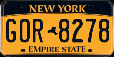 NY license plate GOR8278