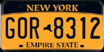 NY license plate GOR8312