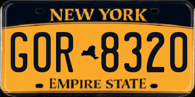 NY license plate GOR8320