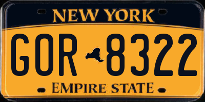 NY license plate GOR8322