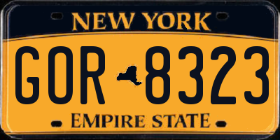 NY license plate GOR8323