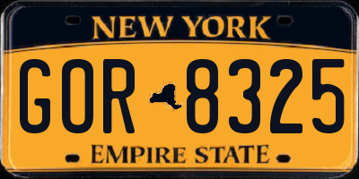 NY license plate GOR8325