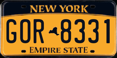NY license plate GOR8331