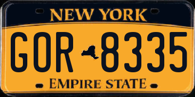 NY license plate GOR8335