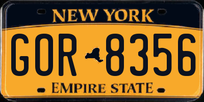 NY license plate GOR8356