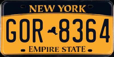 NY license plate GOR8364
