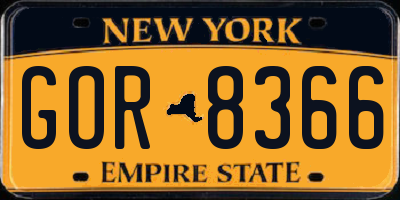 NY license plate GOR8366
