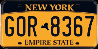 NY license plate GOR8367