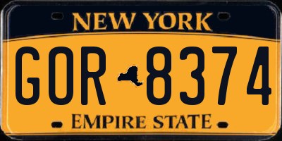 NY license plate GOR8374