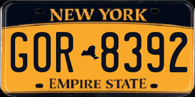 NY license plate GOR8392