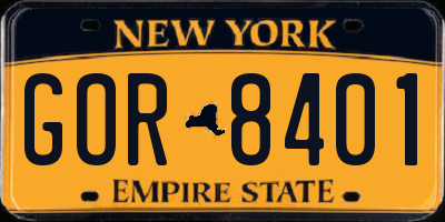 NY license plate GOR8401