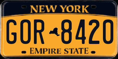 NY license plate GOR8420