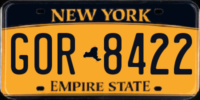 NY license plate GOR8422