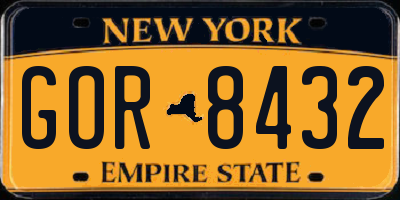 NY license plate GOR8432