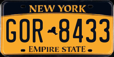 NY license plate GOR8433