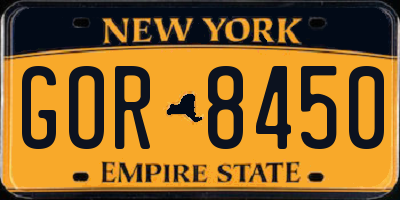 NY license plate GOR8450