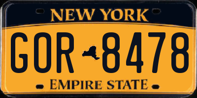 NY license plate GOR8478
