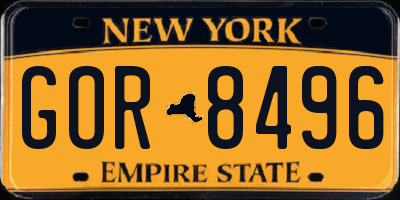 NY license plate GOR8496