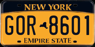 NY license plate GOR8601