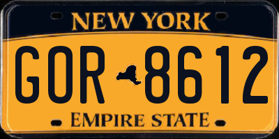 NY license plate GOR8612
