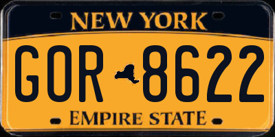 NY license plate GOR8622