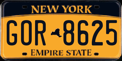 NY license plate GOR8625