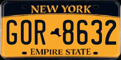 NY license plate GOR8632