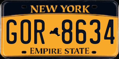 NY license plate GOR8634