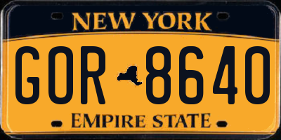 NY license plate GOR8640