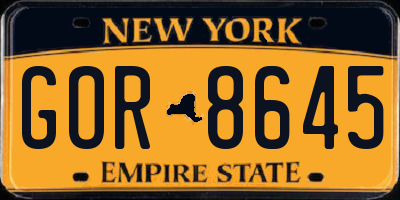 NY license plate GOR8645