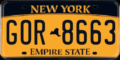 NY license plate GOR8663
