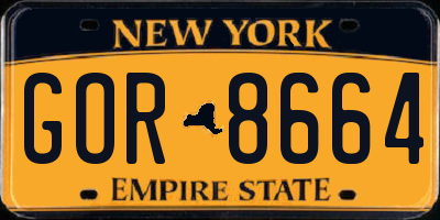 NY license plate GOR8664