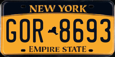 NY license plate GOR8693