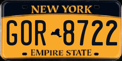 NY license plate GOR8722