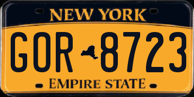 NY license plate GOR8723
