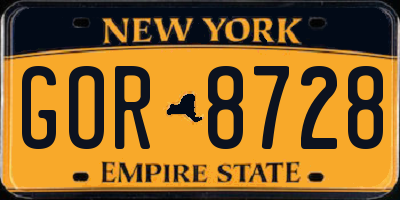 NY license plate GOR8728