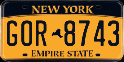 NY license plate GOR8743