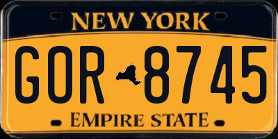 NY license plate GOR8745