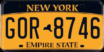 NY license plate GOR8746