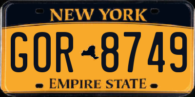 NY license plate GOR8749