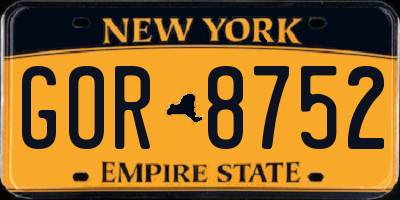 NY license plate GOR8752