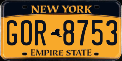 NY license plate GOR8753