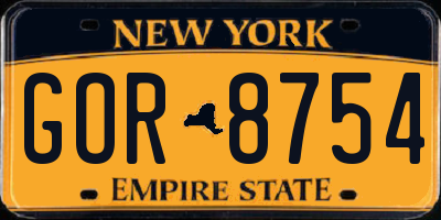 NY license plate GOR8754