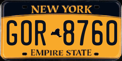 NY license plate GOR8760