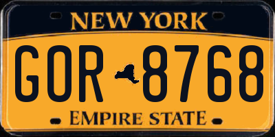 NY license plate GOR8768