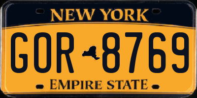 NY license plate GOR8769