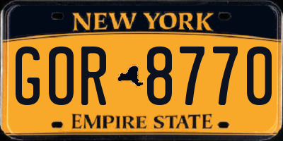 NY license plate GOR8770